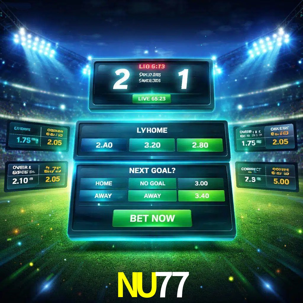 Vista de apuestas en vivo NU77 durante un partido en curso
