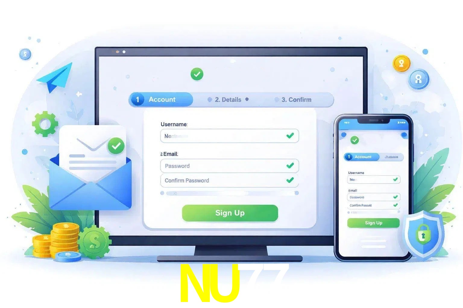 Registro de nuevo usuario y configuración de cuenta NU77