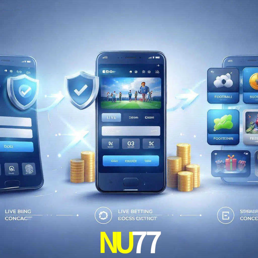 Pasos de acceso a la app NU77 en pantalla de teléfono móvil